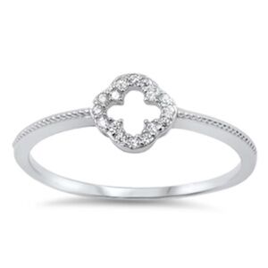 Sterling Silver Clover CZ Ring – Lucky Sparkle in a Dainty Design